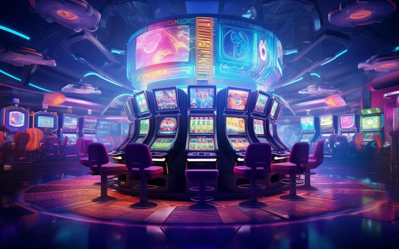 ภาพวงล้อสล็อตและสัญลักษณ์พิเศษบนหน้าจอเกม